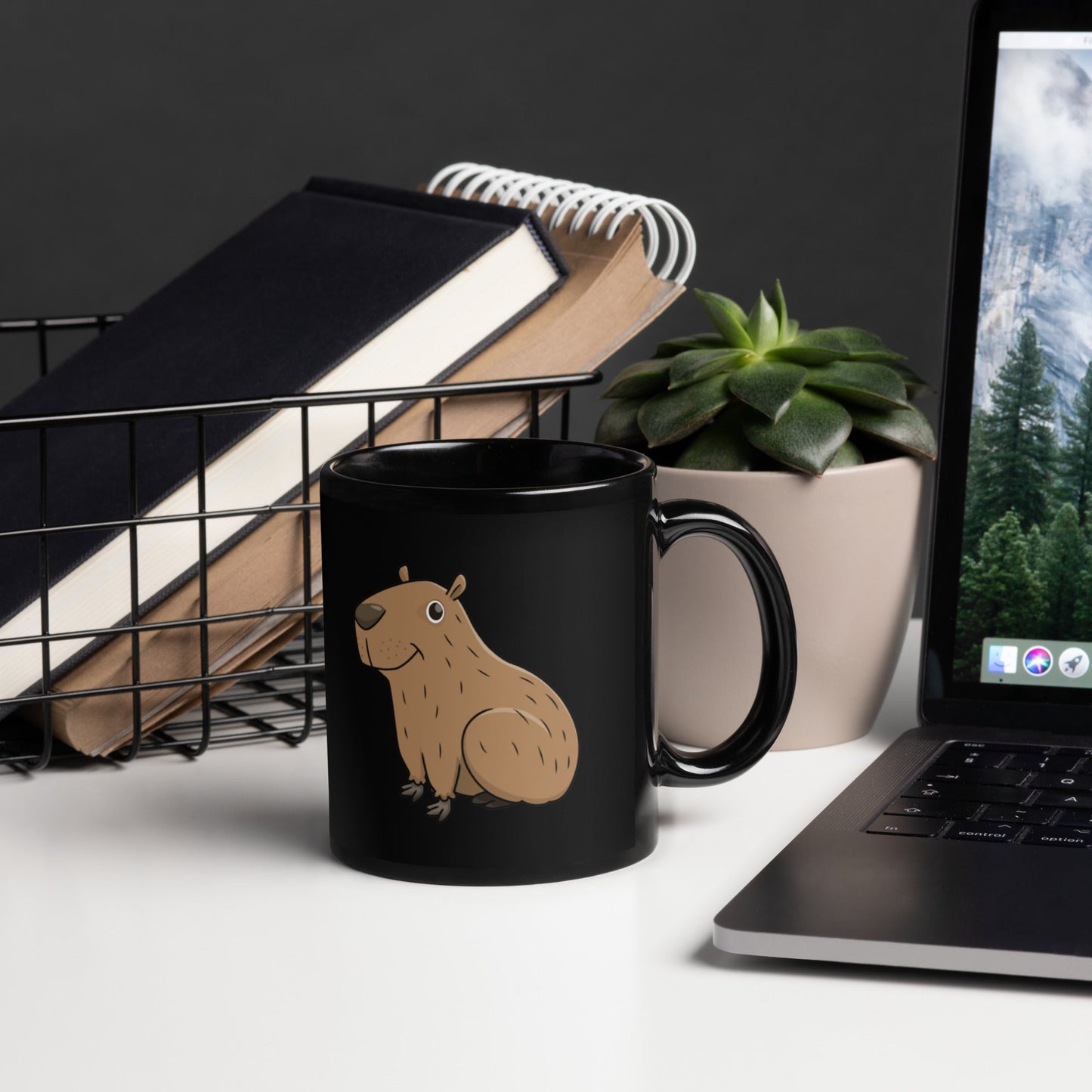 Capybara Chill Black Glossy Mug! - Capylove