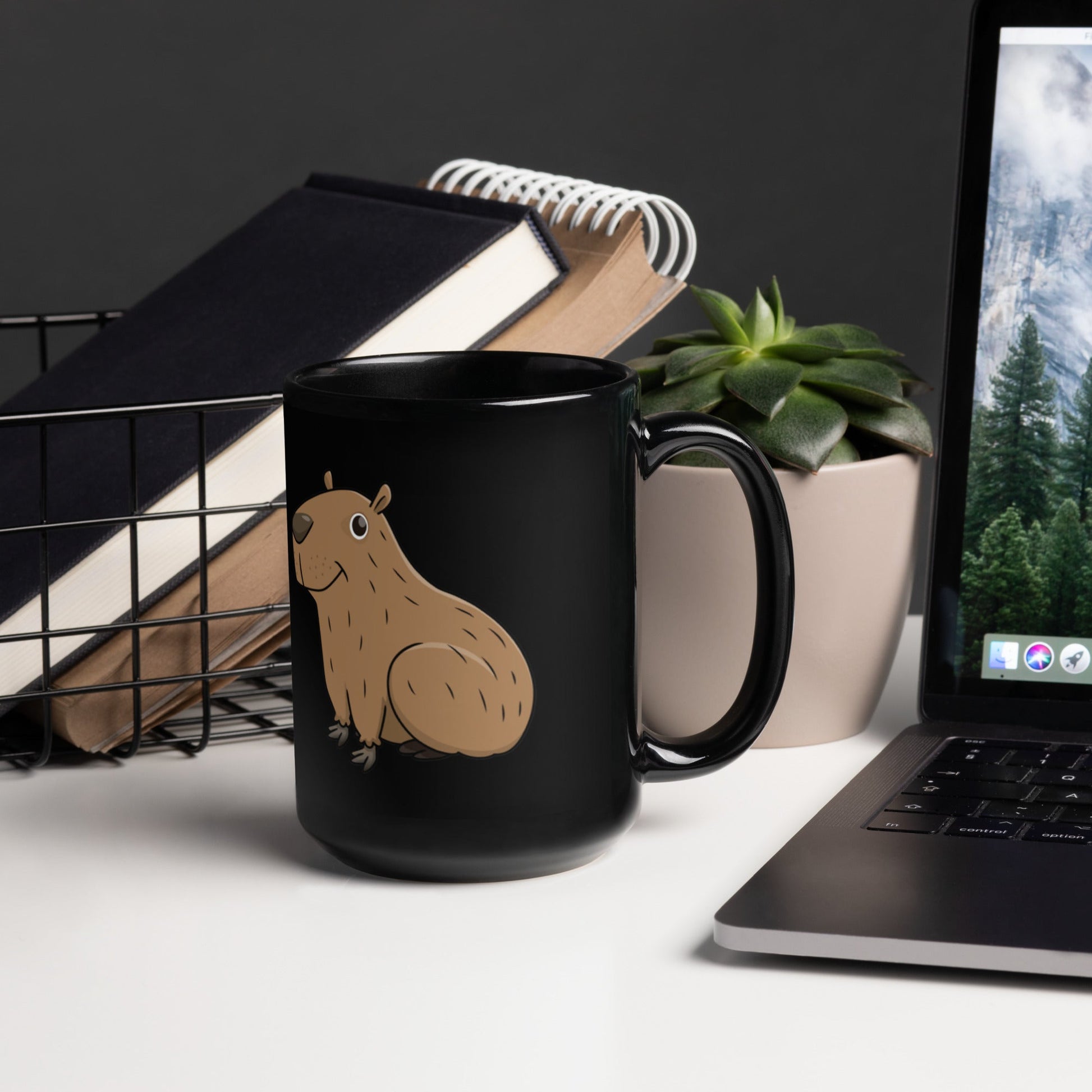 Capybara Chill Black Glossy Mug! - Capylove