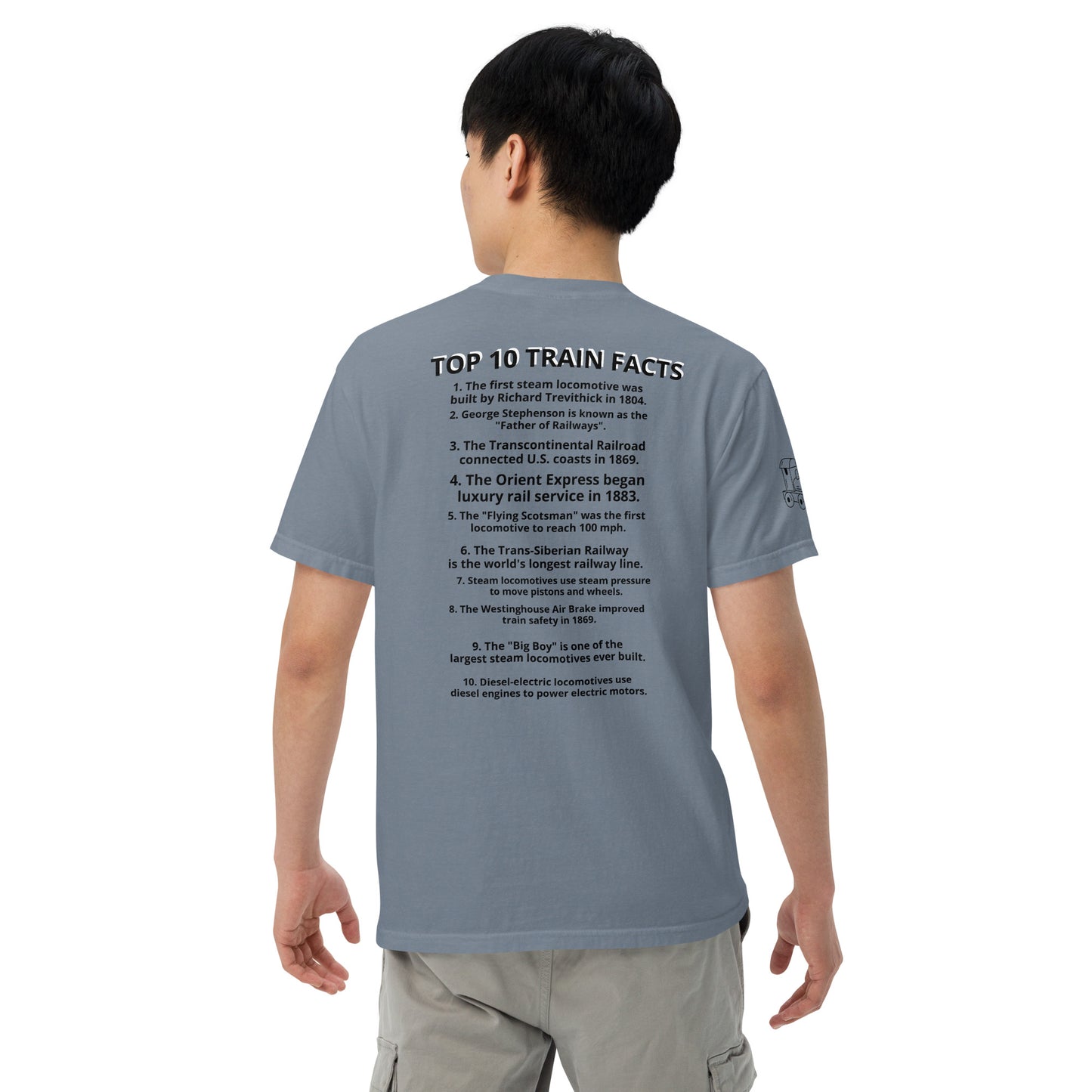 "please be patient i like trains" Unisex garment-dyed heavyweight t-shirt