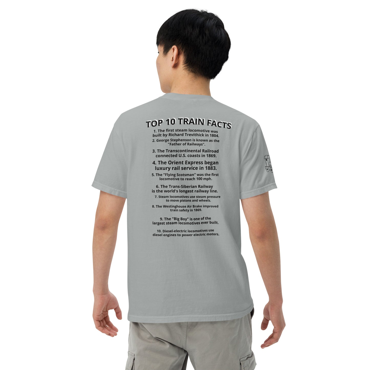 "please be patient i like trains" Unisex garment-dyed heavyweight t-shirt