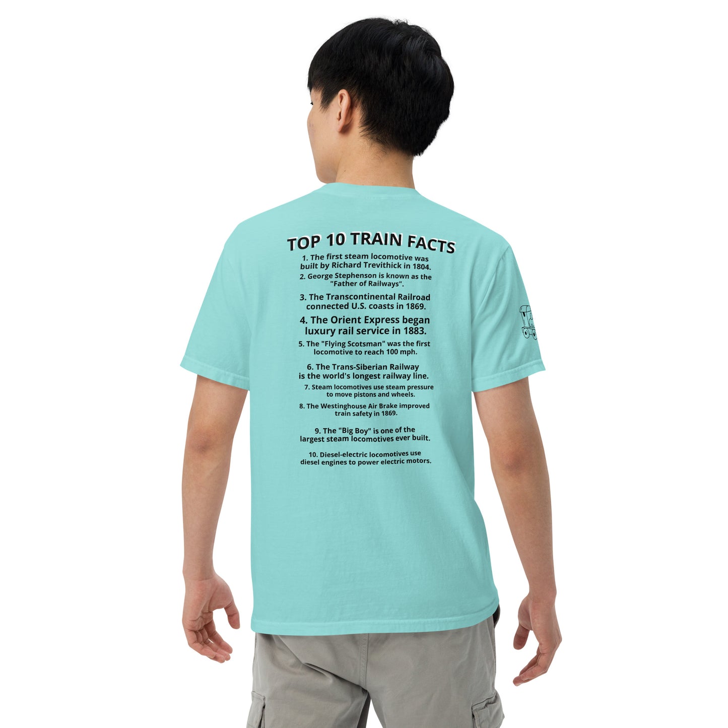 "please be patient i like trains" Unisex garment-dyed heavyweight t-shirt